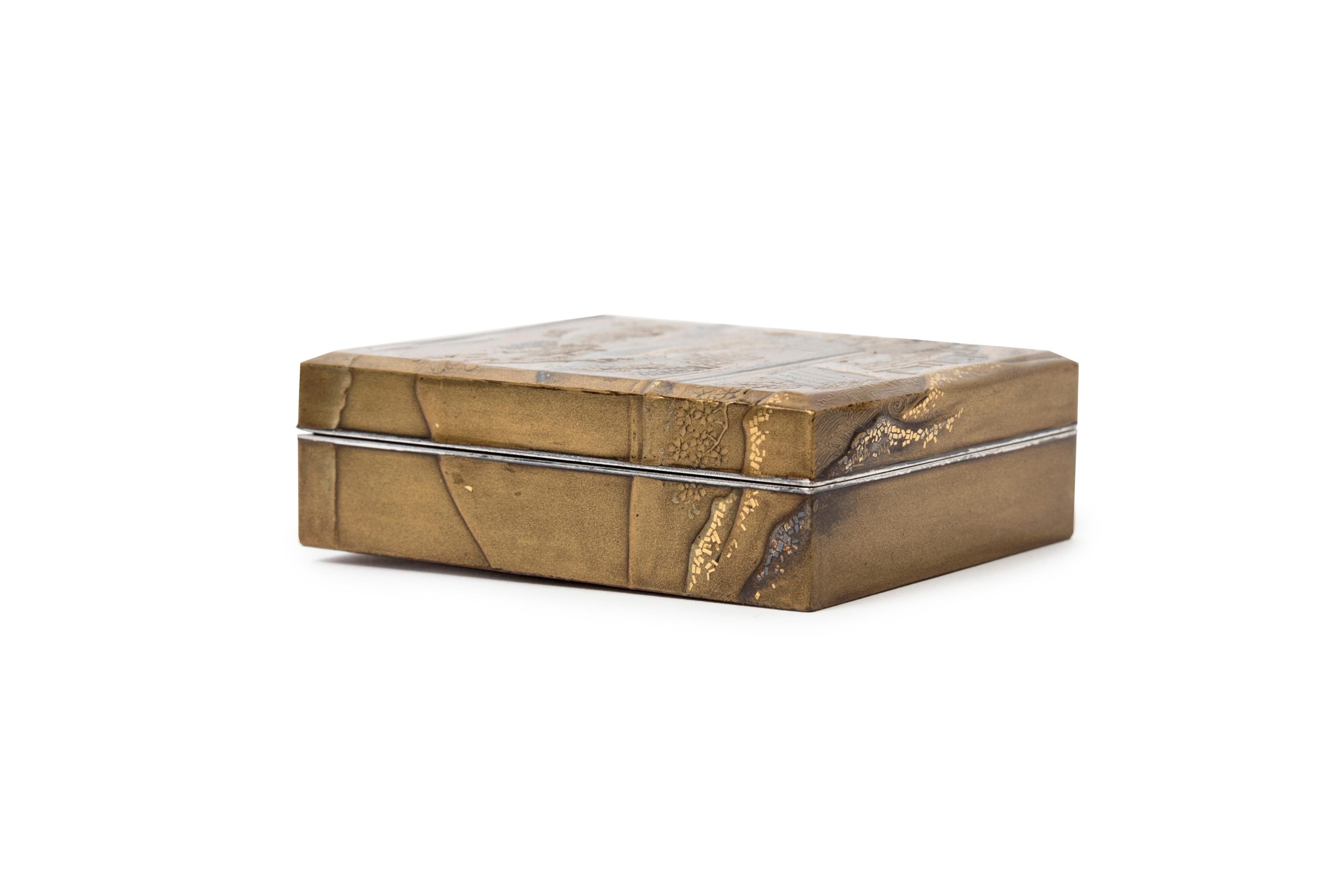 Japanese Japan lake landscape kobako box lacquer - Edo For Sale