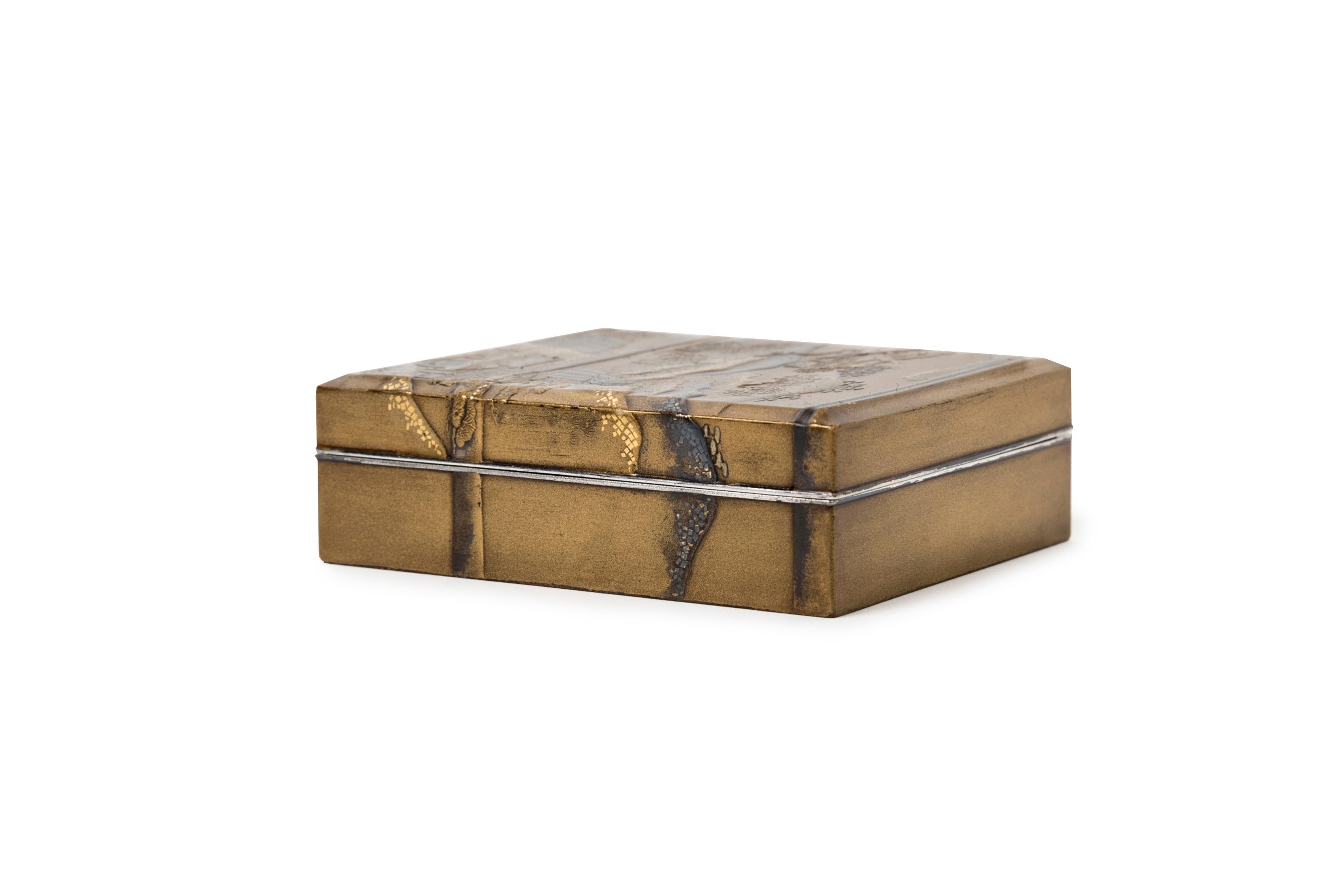Japan lake landscape kobako box lacquer - Edo In Good Condition For Sale In PARIS, FR