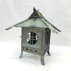Japan Large Antique Cast Bronze "Tea House" Lantern, Exquisite Details, 1880