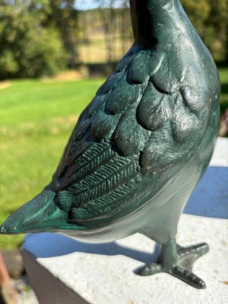Japan Antique Cast Pair Garden Ducks, Beautiful Details For Sale 4