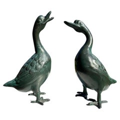 Japan Used Cast Pair Garden Ducks, Beautiful Details