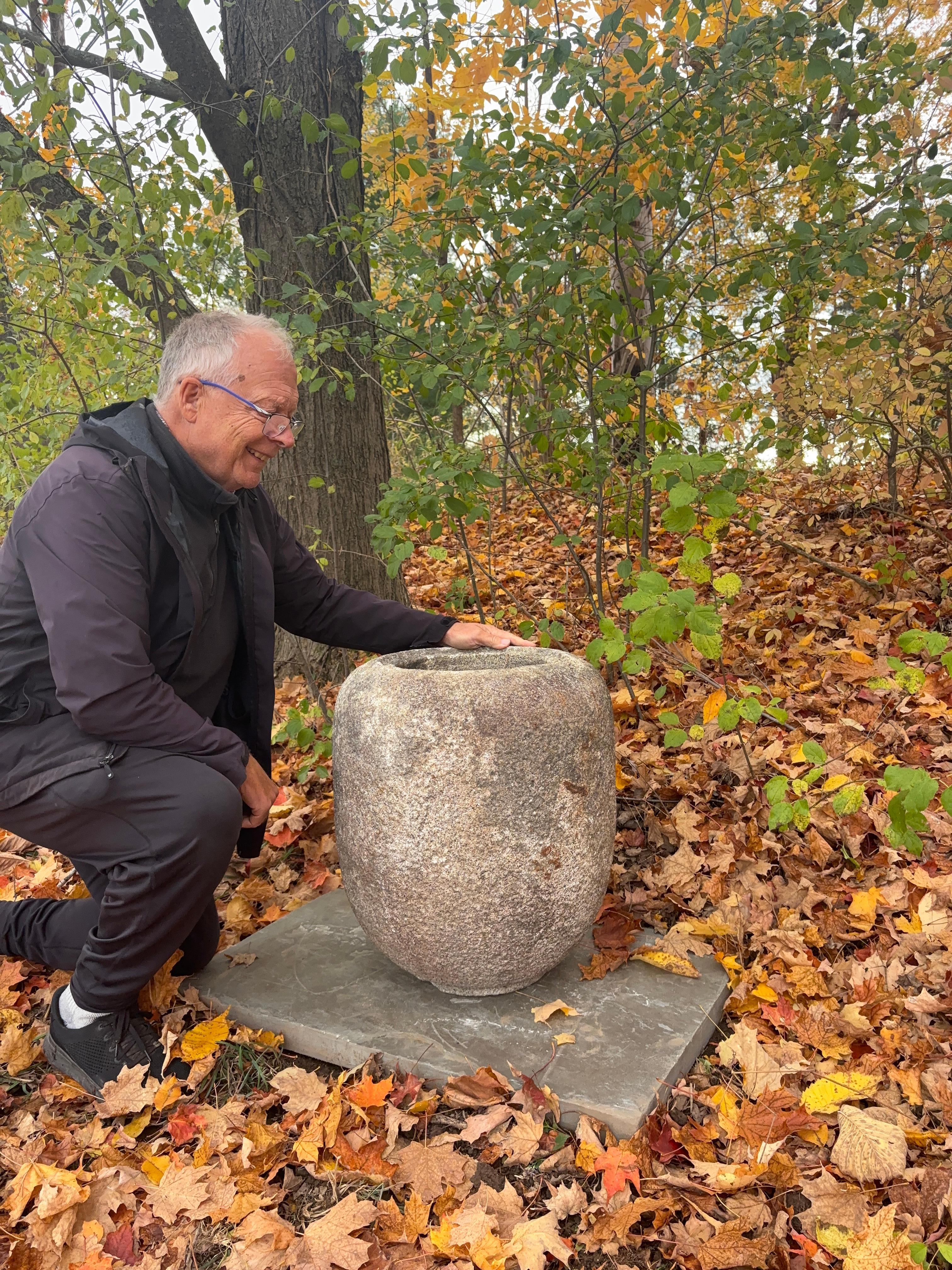 Japan a beautiful large hand carved Tsukubai Water Basin 