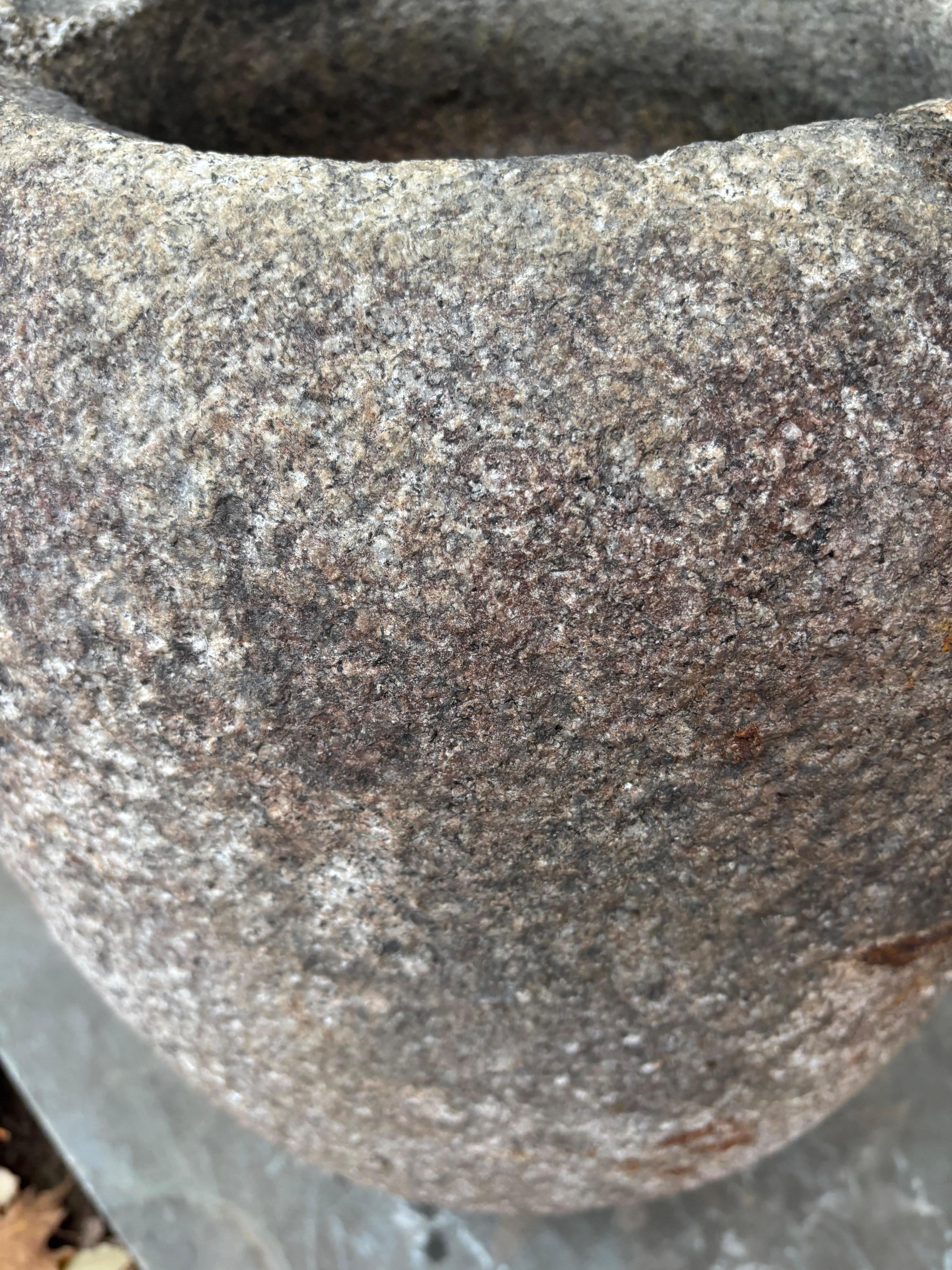 Granite Japanese Large Antique Hand-Carved Tsukubai Water Basin Natsume, 19thc For Sale