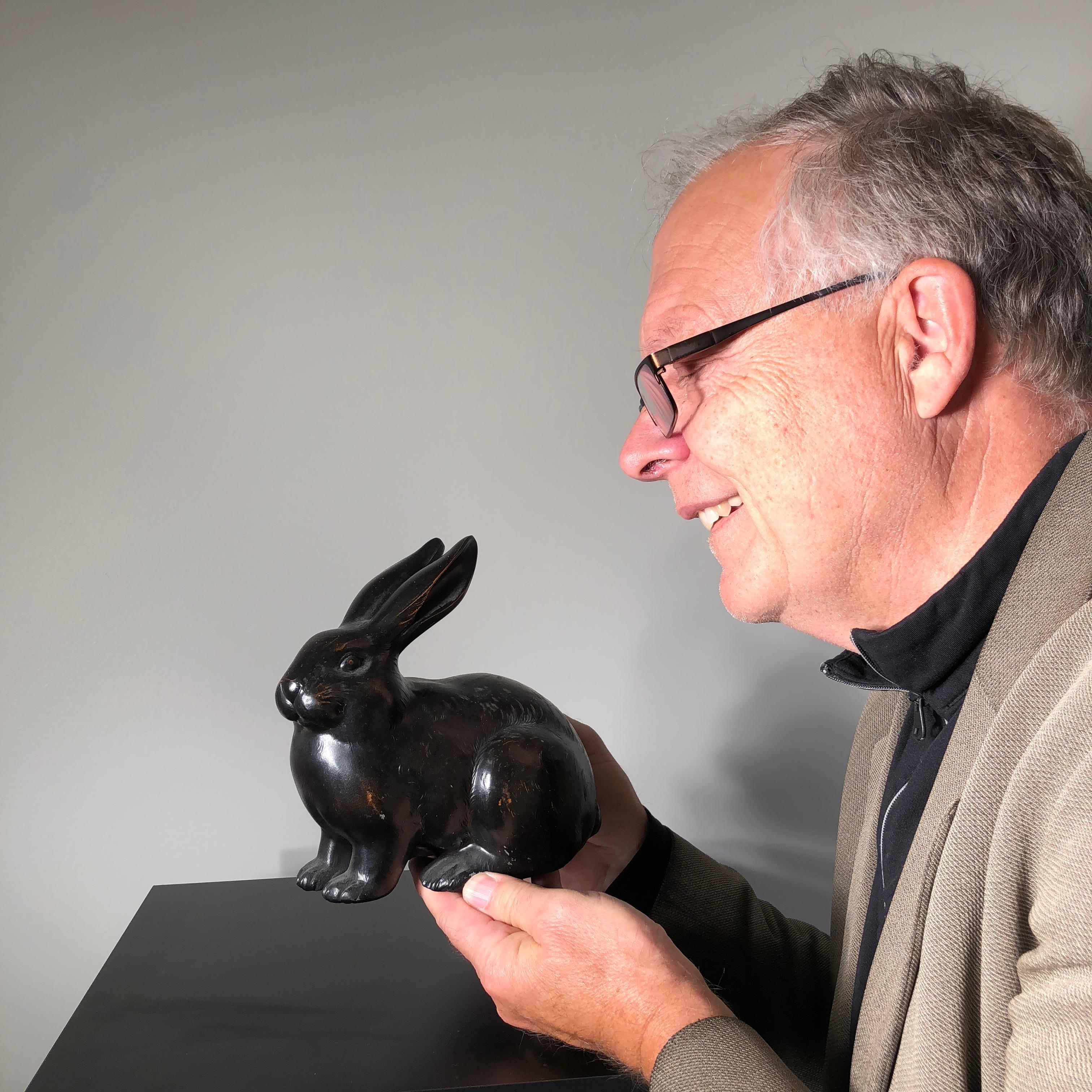 From our recent Japanese Acquisitions Travels.

Here's one of the finest larger scale bronze rabbits we have come across -an unusually large one from the middle part of last century. It is a Fine treasure that comes from northern Japan. 

This