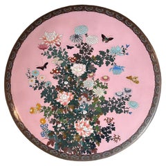 Antique Japan, Large Cloisonné Enamel Charger, Meiji Period, 19th Century