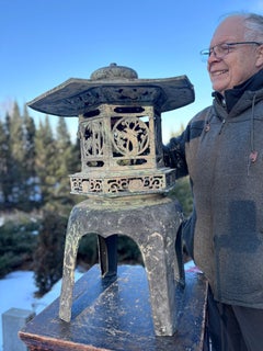 Japan Large Old Bronze Lantern with Beautiful Details