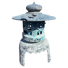 Japan Large Old Bronze Lantern with Beautiful Details