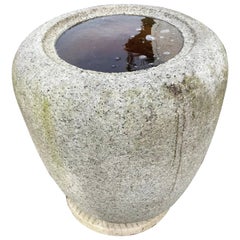 Japan, Large Old Hand-Carved Tsukubai Water Basin "Natsume"