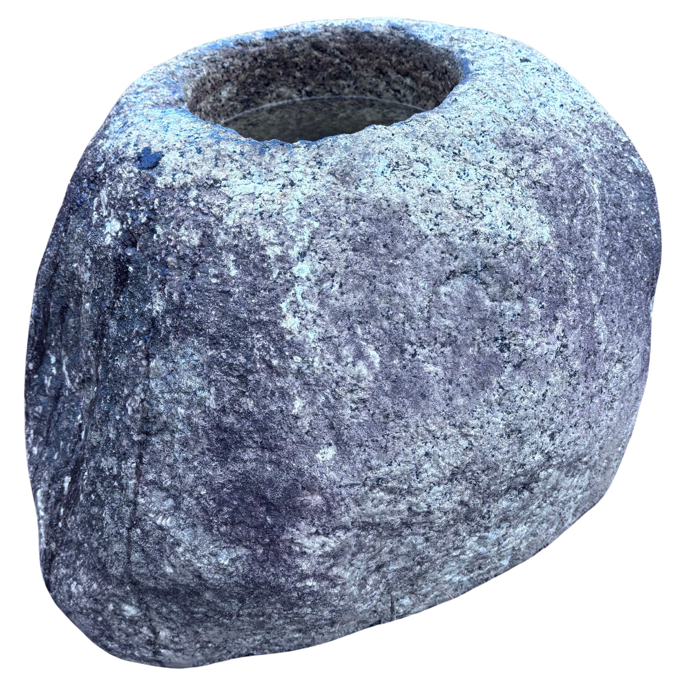Japan  Large Old Mountain Boulder Stone Water Basin Planter Tsukubai