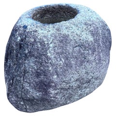 Antique Japan  Large Old Mountain Boulder Stone Water Basin Planter Tsukubai