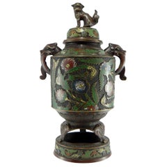 Japan, Late 19th Century, Important Bronze Covered Pot and Cloisonné