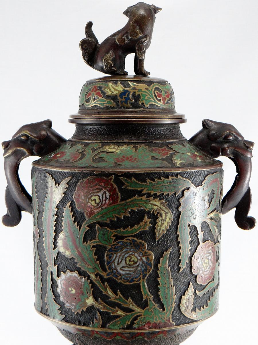 Japanese Japan, Late 19th Century, Important Bronze Covered Pot and Cloisonné