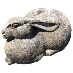 Japan Long Eared Antique Garden Rabbit Hand Carved Stone Usagi
