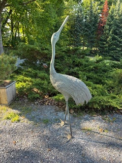 Japan Magnificent Huge Antique Bronze Crane, 58 Inches