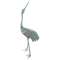 Japan Magnificent Huge Antique Bronze Crane, 58 Inches