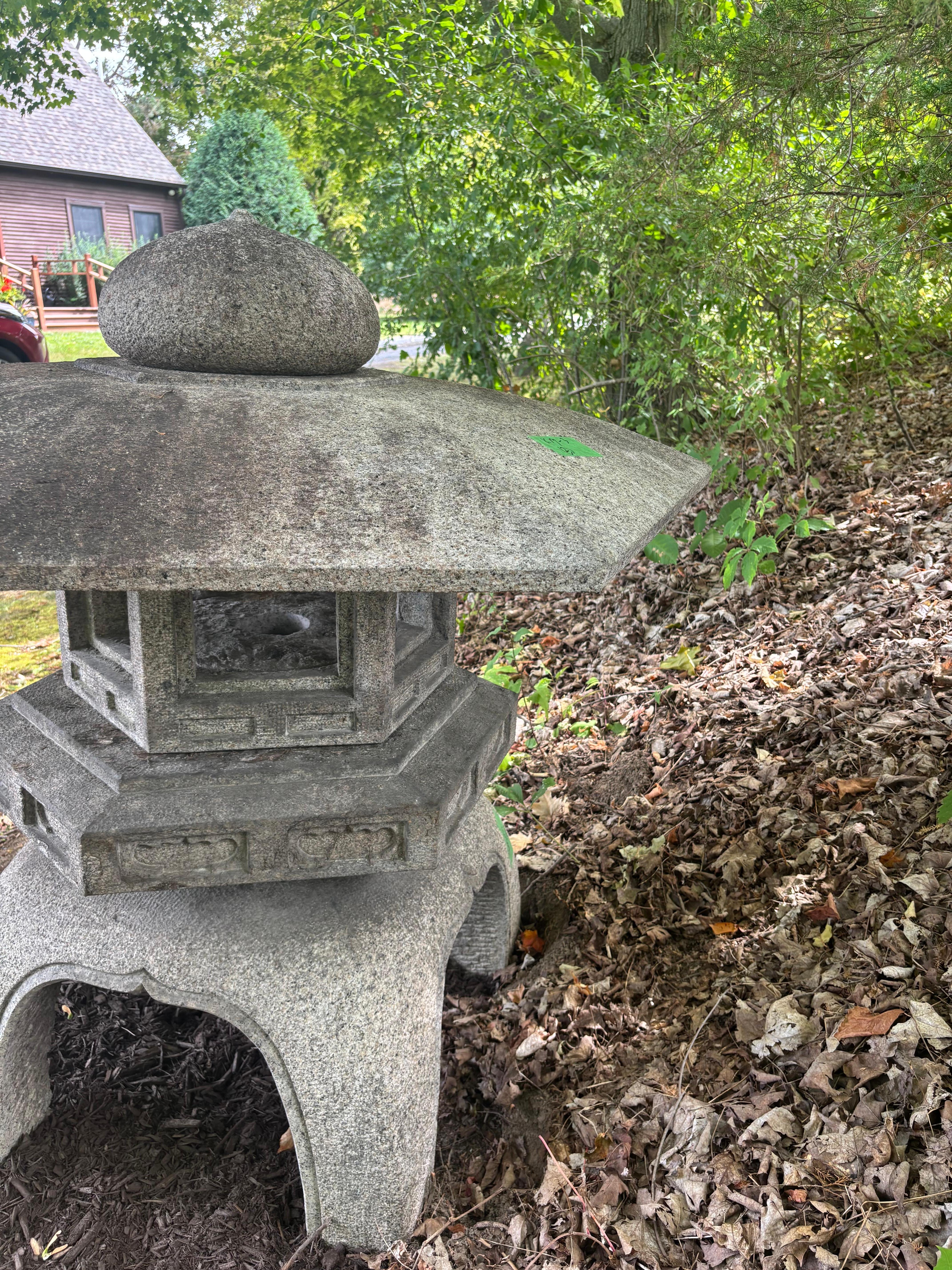 20th Century Japan Massive Old Stone Yukimi Lantern with Beautiful Details, 48 Inches For Sale