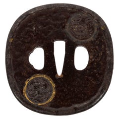 Antique Japan medallions tsuba Tanaka school Edo period 