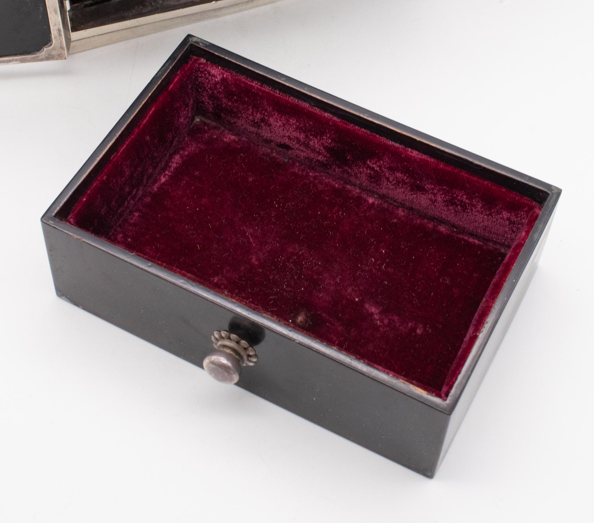 Hand-Crafted Japan Meiji Period 1868-1912 Jewel Box with Compartments Drawers Sterling Silver