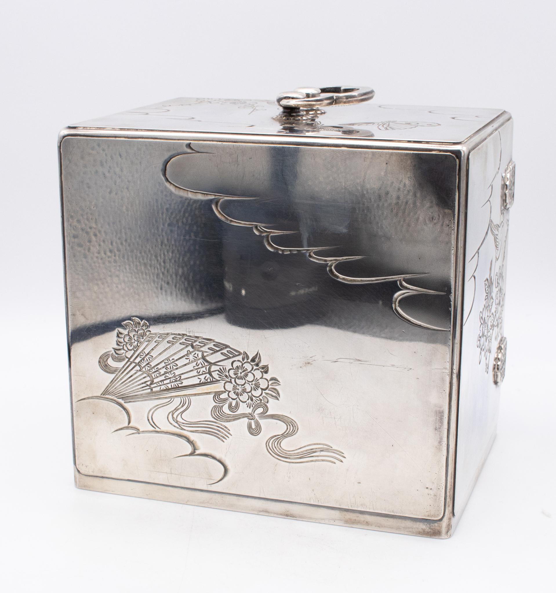Japan Meiji Period 1868-1912 Jewel Box with Compartments Drawers Sterling Silver 2