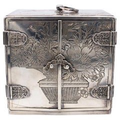 Japan Meiji Period 1868-1912 Jewel Box with Compartments Drawers Sterling Silver