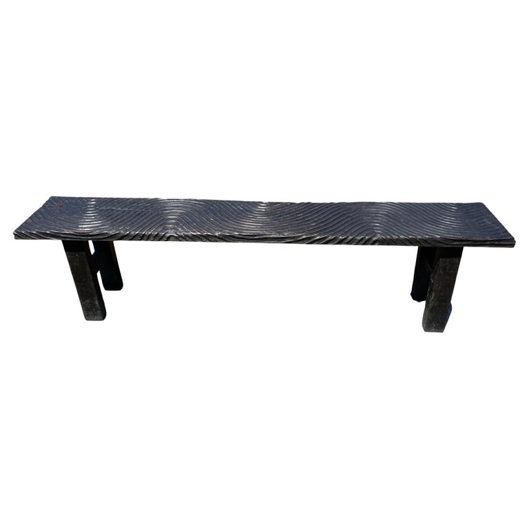 Japan Mid Century "Wave" Hardwood Garden Bench For Sale at 1stDibs