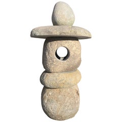 Used Japan Natural Stone Spirit Lantern Hand-Carved Natural Boulders