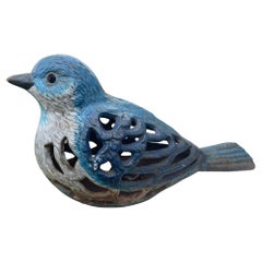 Japan Japanische alte blaue Vogel-Gartenlaterne mit lebhaftem blauen Handgemälde
