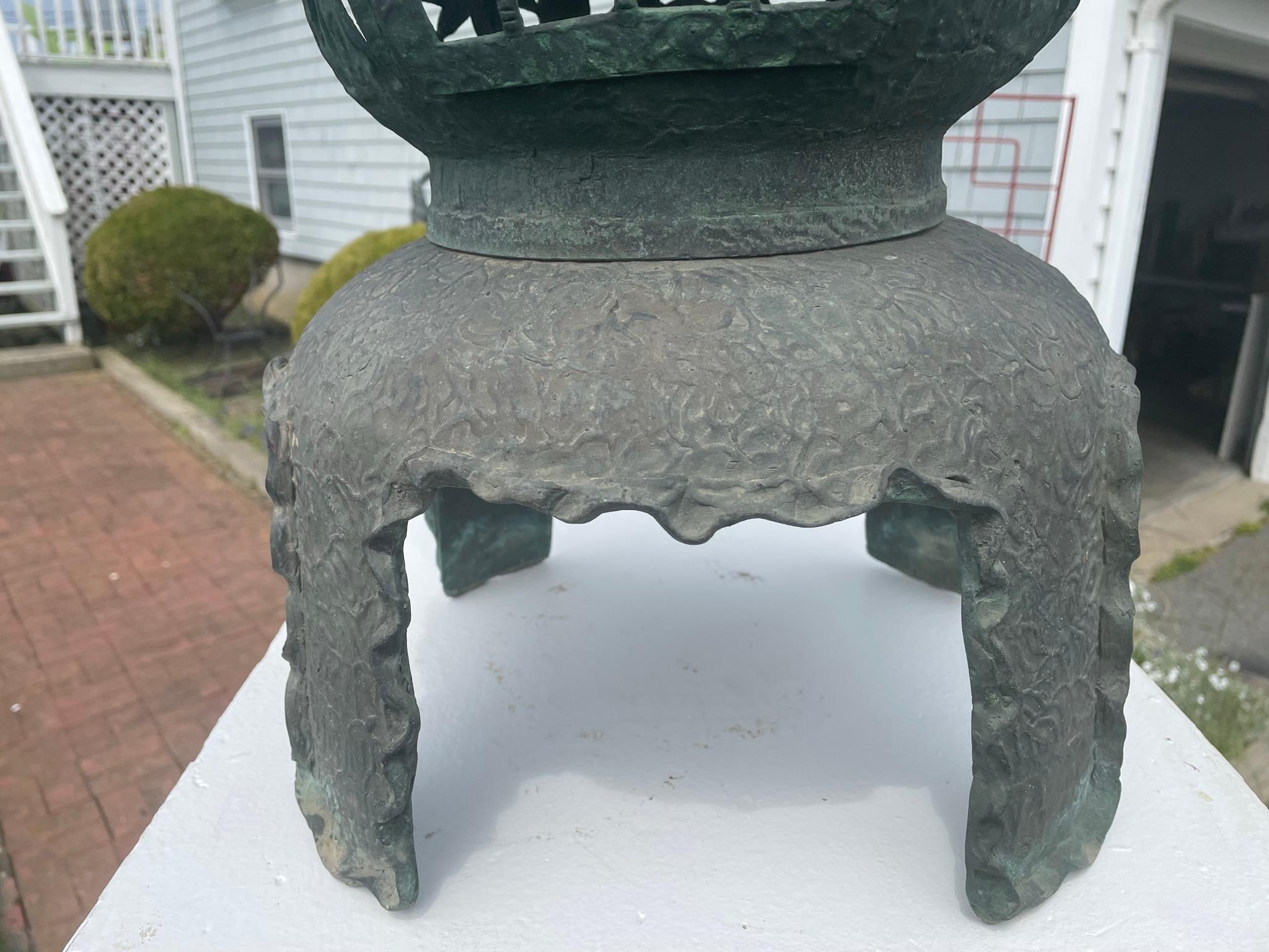 Japan Old Bronze Lantern with Exquisite Details 6