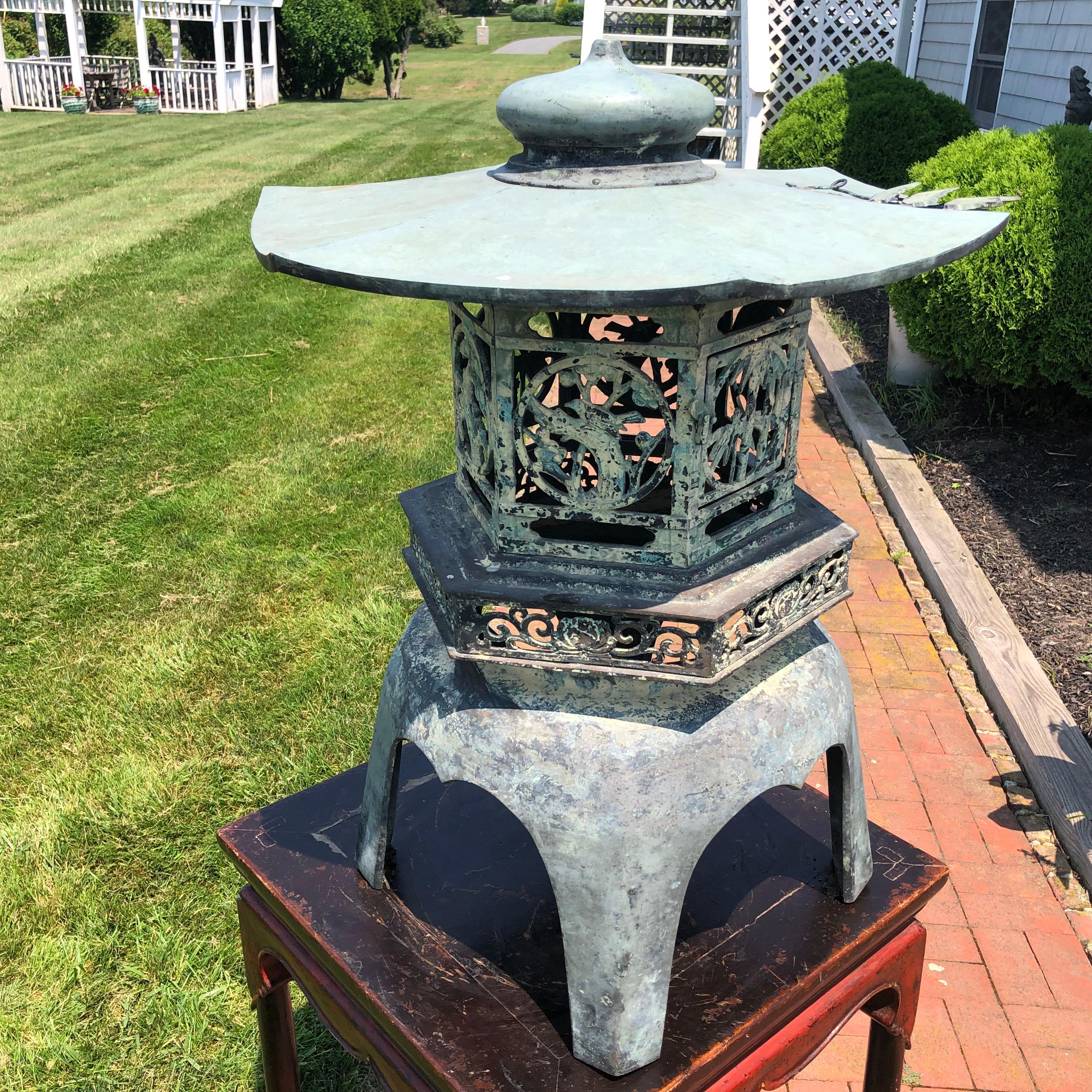 Japan Old Bronze Lantern with Exquisite Details 8