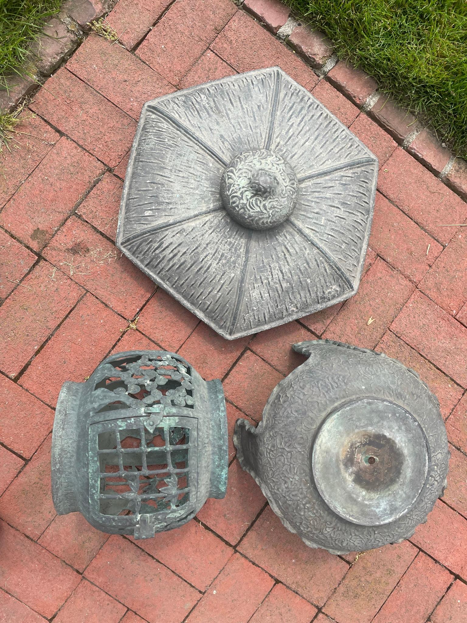 Japan Old Bronze Lantern with Exquisite Details 9