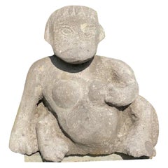 Japanisches großes, altes, handgeschnitztes Kappa-Volkskunst-Garten-Stein-Wasserstuhl