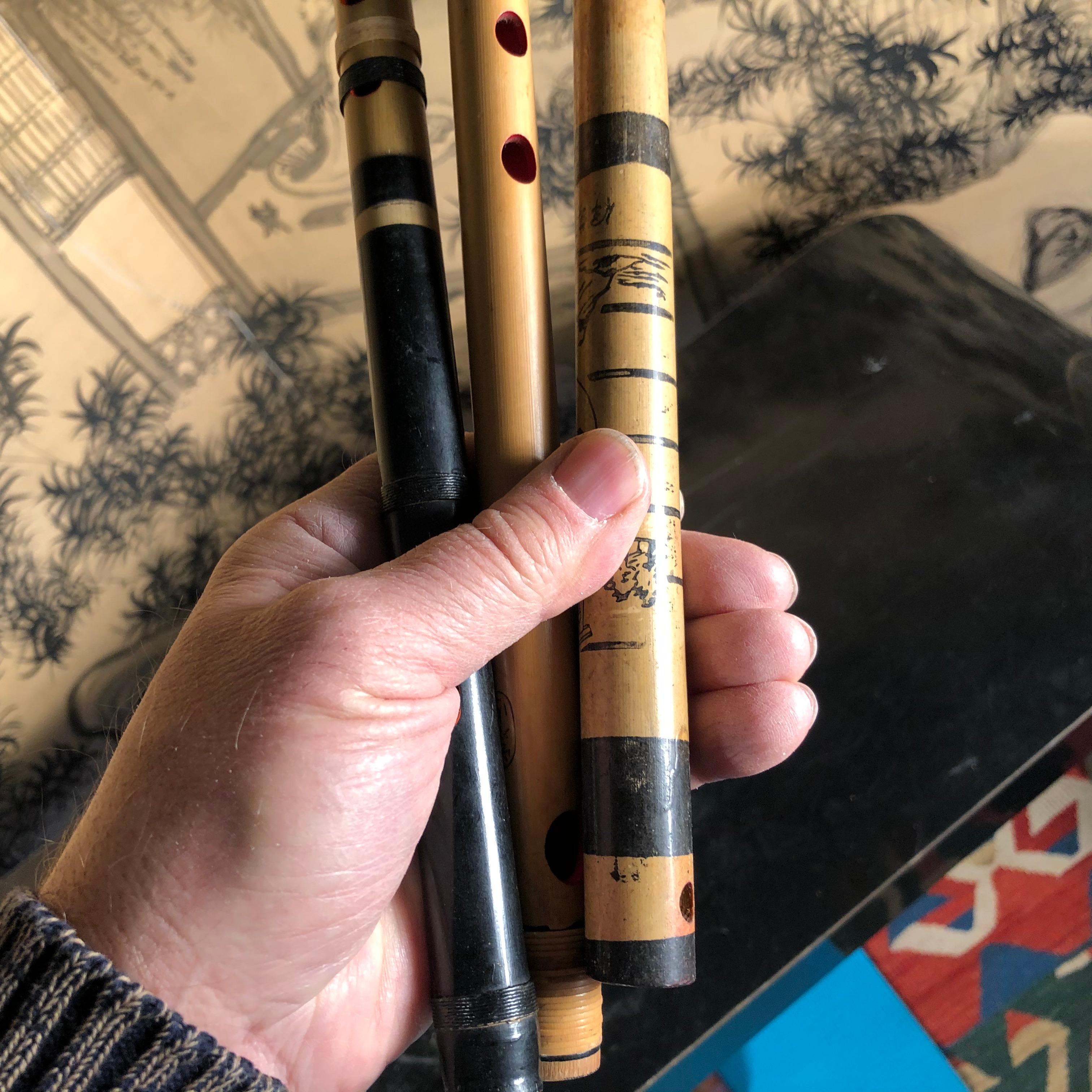 Japan Old Handmade Threesome Bamboo Flutes Shakuhachi Zen Flutes, 1930s 3