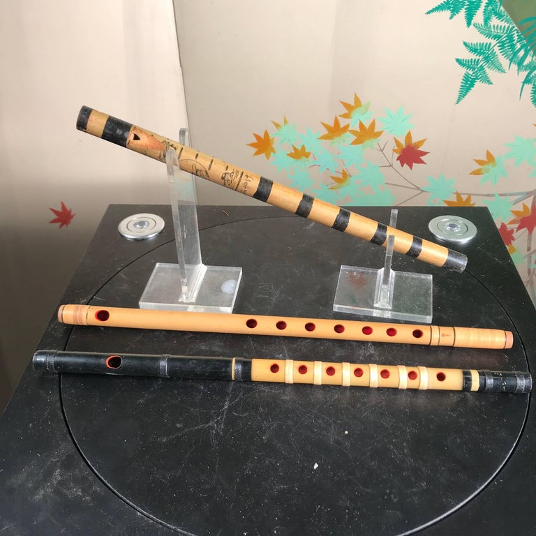Japan Old Handmade Threesome Bamboo Flutes Shakuhachi Zen Flutes, 1930s at 1stDibs