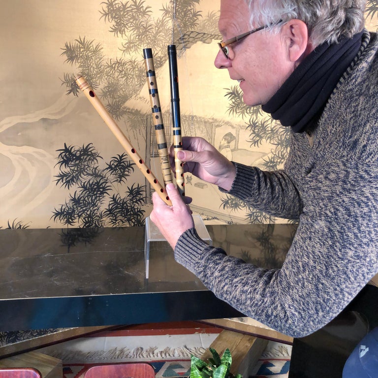 Japan Old Handmade Threesome Bamboo Flutes Shakuhachi Zen Flutes, 1930s