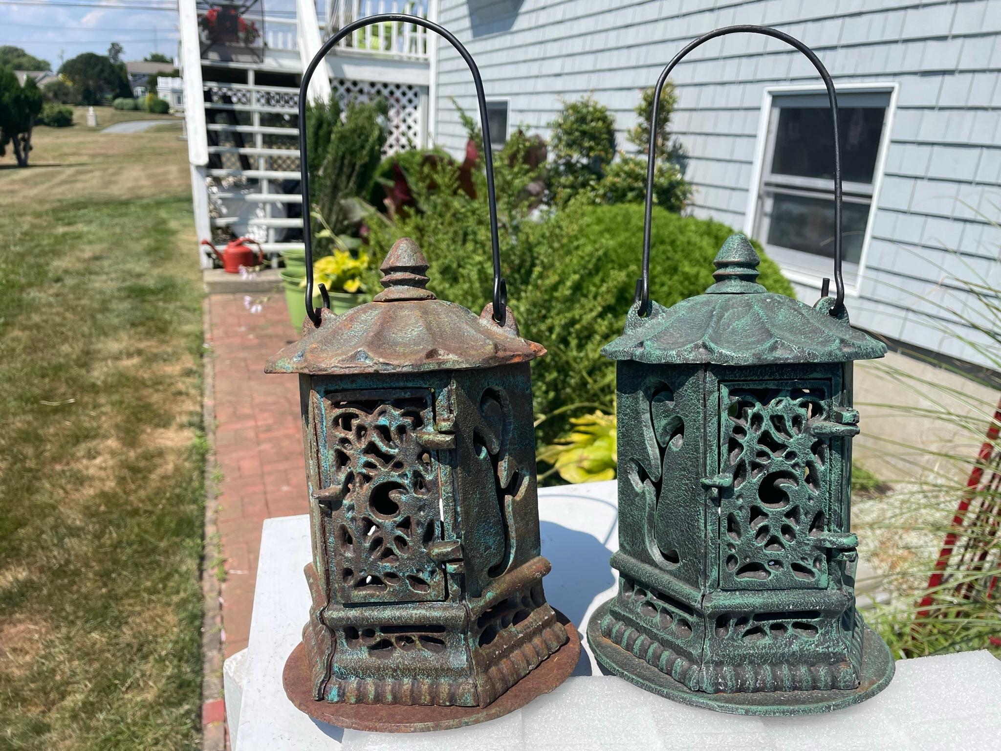 Japan Old Pair 1920's Ikebana Flower Lanterns 5