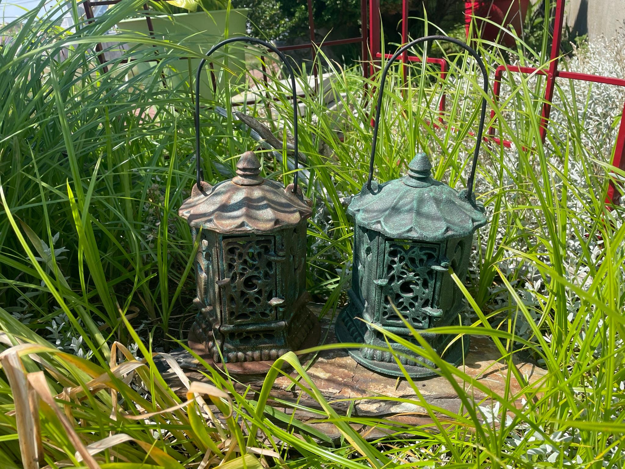 Taisho Japan Old Pair 1920's Ikebana Flower Lanterns