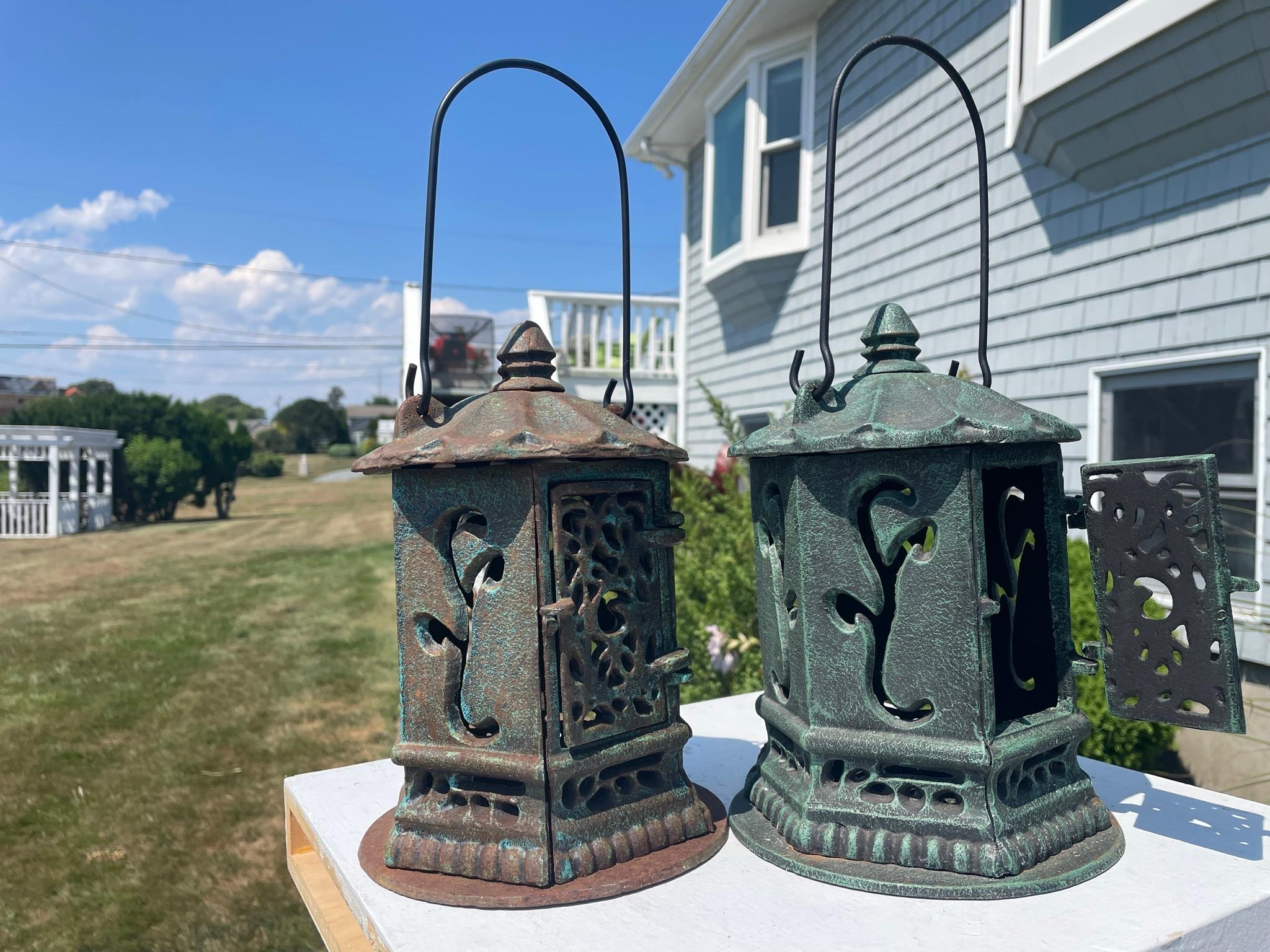 Japanese Japan Old Pair 1920's Ikebana Flower Lanterns
