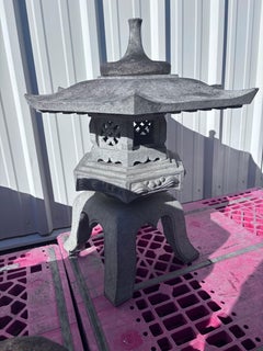 Japan  Older Stone Classic Yukimi Lantern with Beautiful Details, 26 Inches