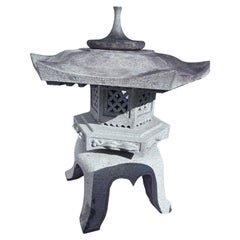Japan  Older Stone Classic Yukimi Lantern with Beautiful Details, 26 Inches