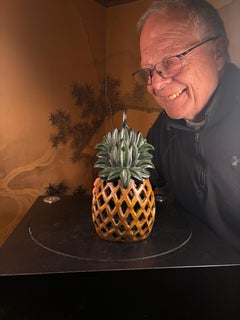 Japan Original  Hand Painted Pineapple Holiday Welcome Lighting Lantern, Mint