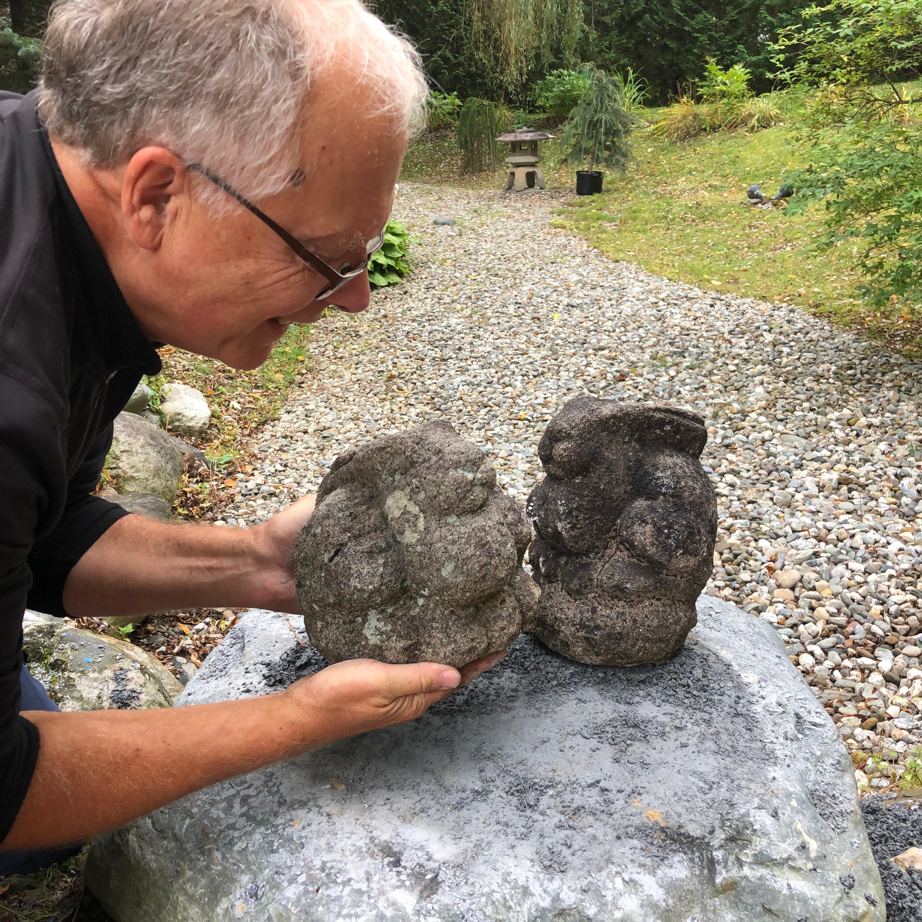 From our recent Japanese Acquisition Travels- a rare Pair

A good pair of antique hand carved 19th century granite stone rabbits. The first pair we have had the pleasure of owning- neat garden treasures from Japan. 

These are finely crafted hand