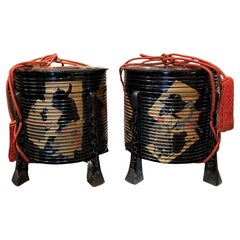 Japón, Pareja de cajas Hokai en madera lacada, periodo Edo, 1829