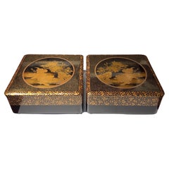 Japan, Pair of large lacquer boxes with Shishi, early 19th century