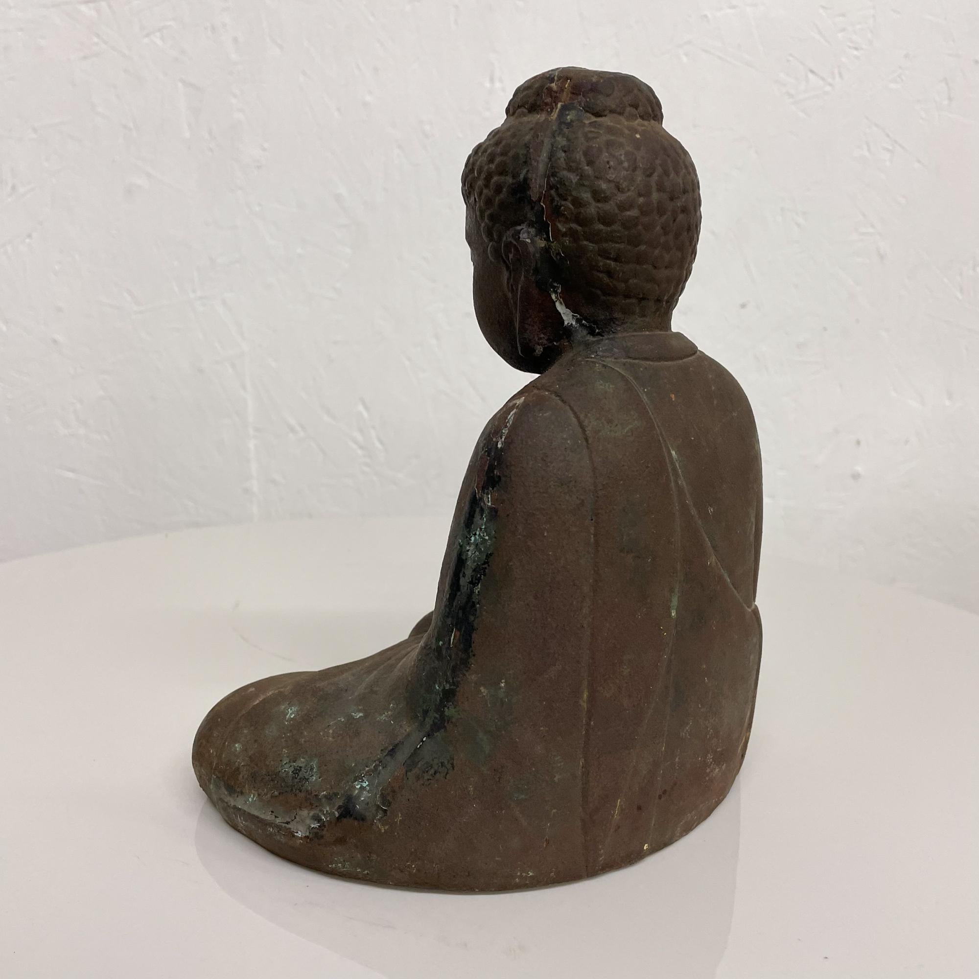 Japan Peaceful Buddha Statue in Patinated Iron Midcentury Meditation Art 1970s 1