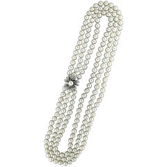 Japan Pearls 18 Karat White Gold Multi-Strand Necklace