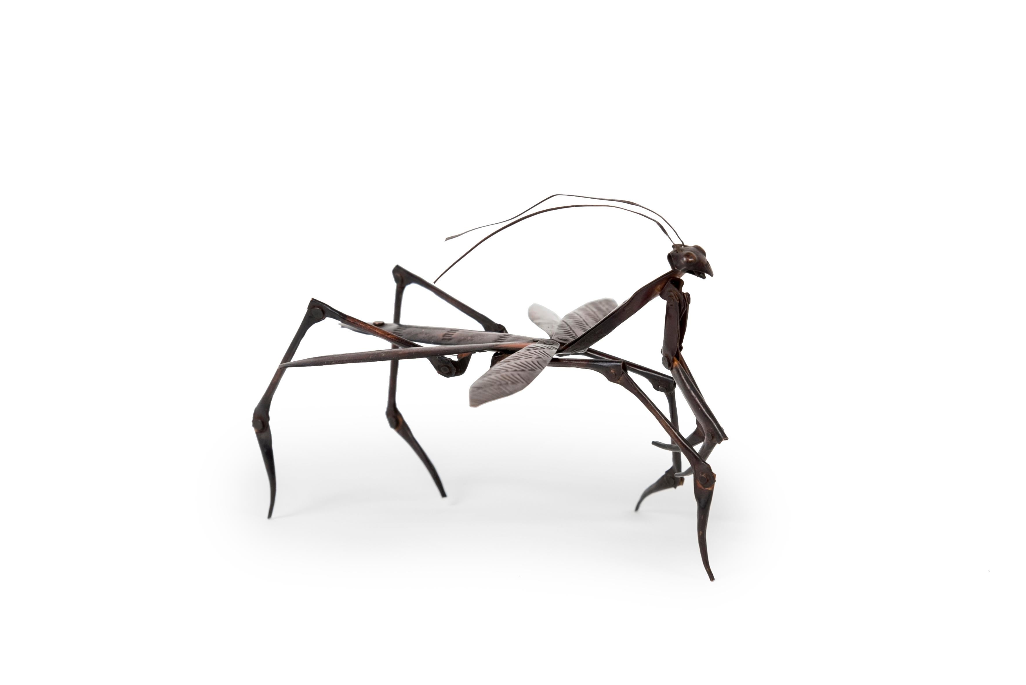 Japanese Japan praying mantis jizai okimono copper - Meiji