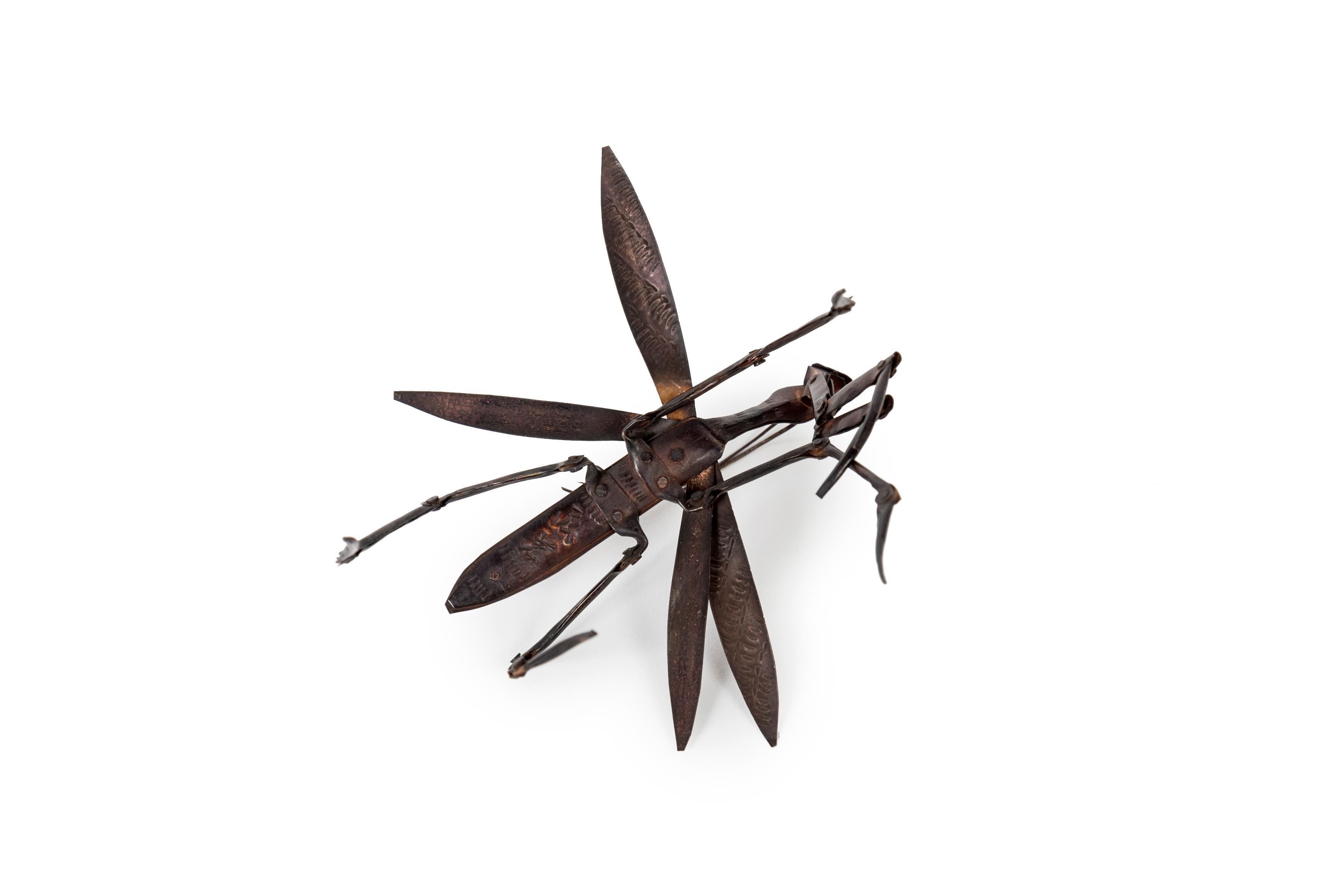 19th Century Japan praying mantis jizai okimono copper - Meiji