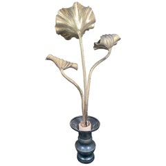 Japan Rare Antique Gilt Lotus Flower Bouquet, Edo Period 19th Century