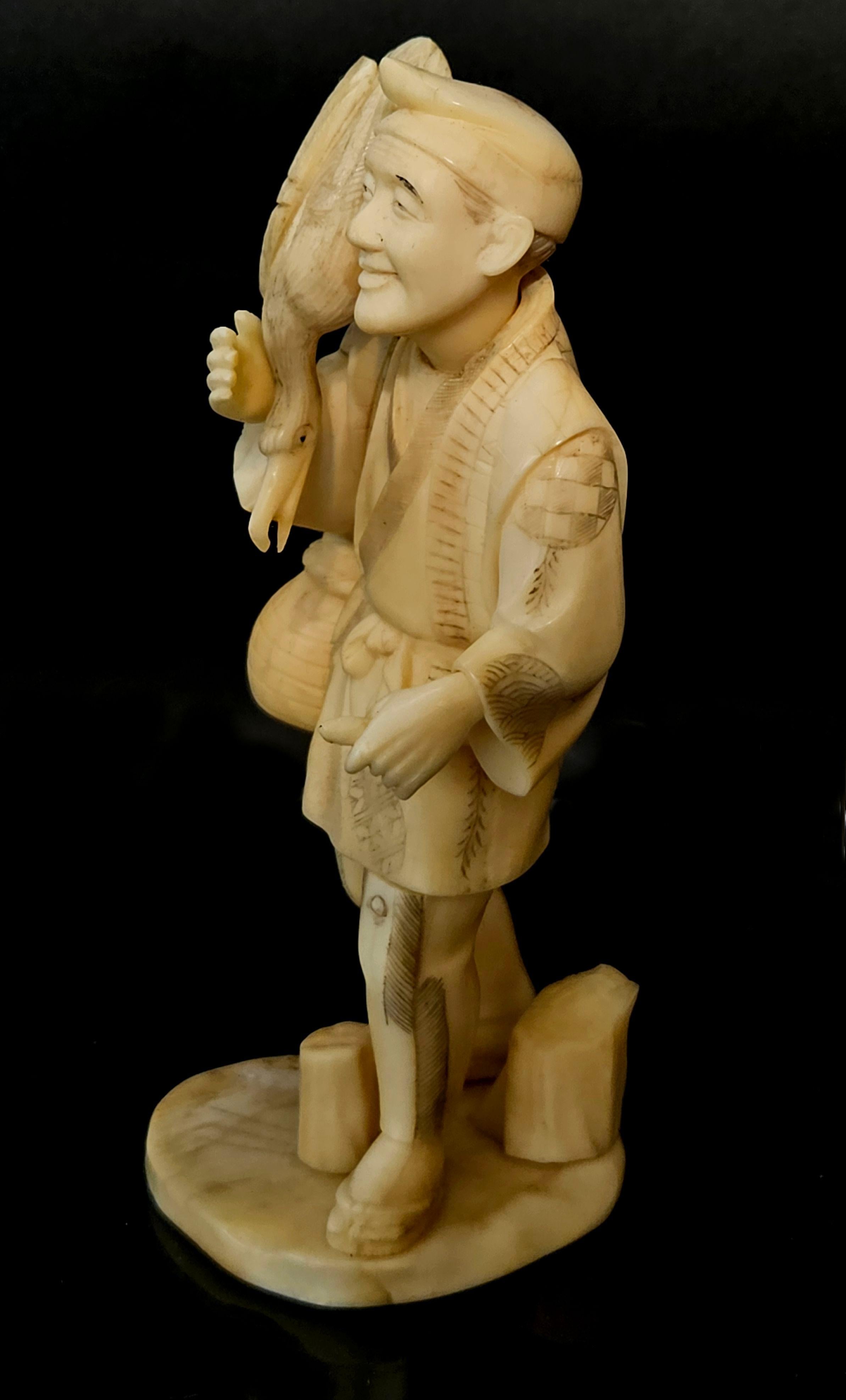 Japan Carved Okimono Group Of A Goose and Its Seller, 1890 Meiji  For Sale 6