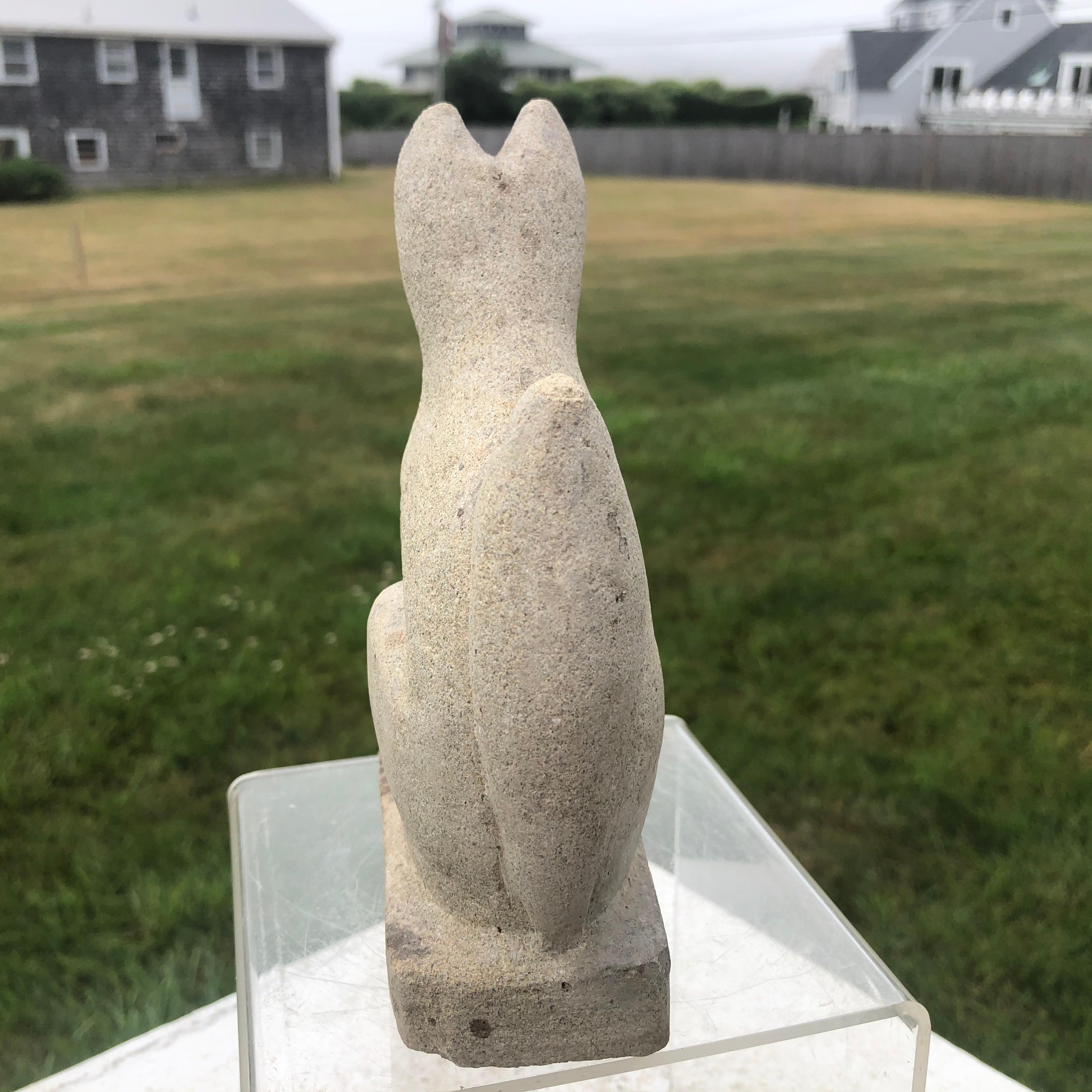 20th Century Japan Rare Hand Carved Stone Inari Fox Kitsune, Old Inari Shrine